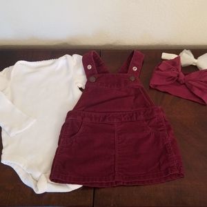 Corduroy overall skirt & onesie